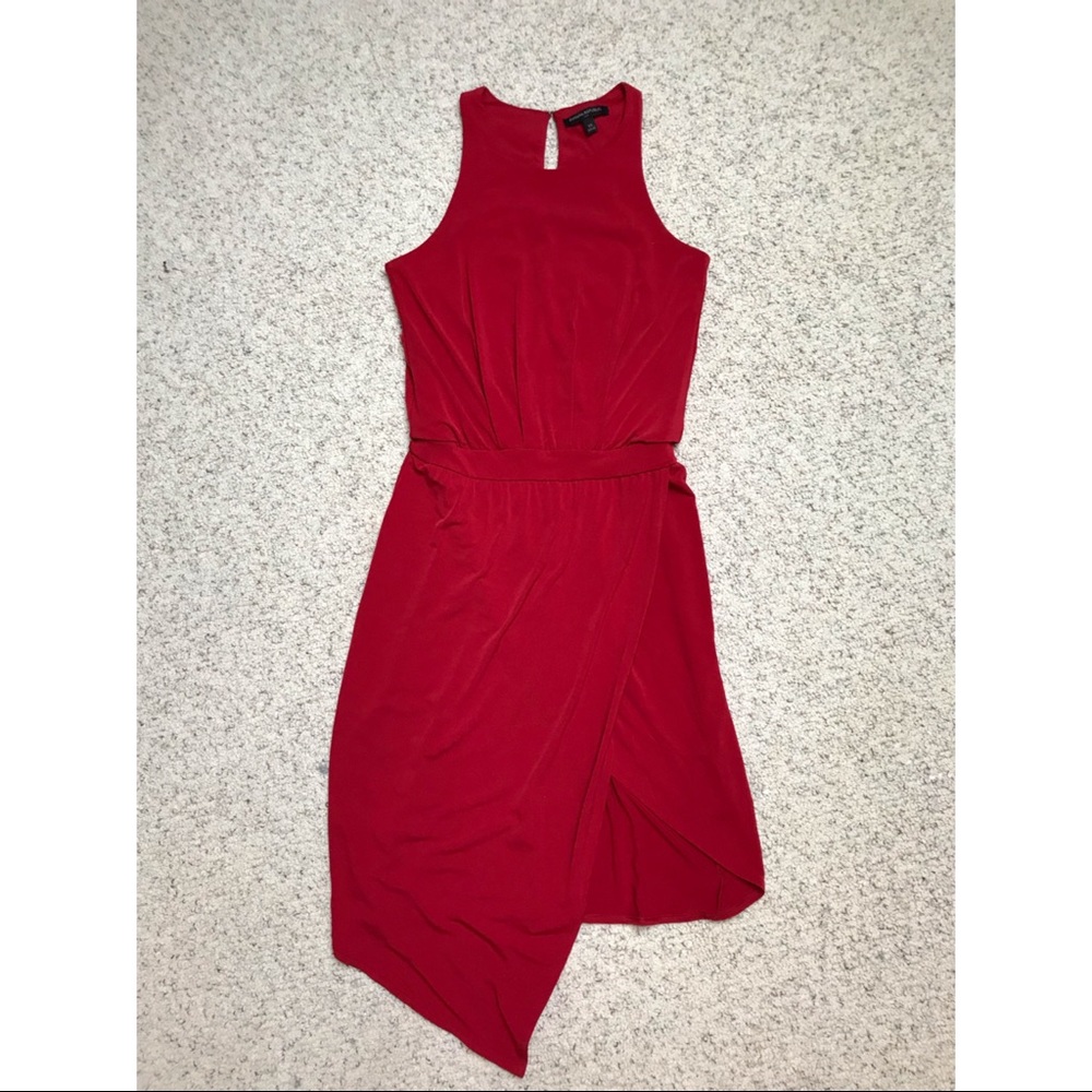 Red asymmetrical jersey dress